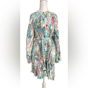 Beulah Dress Floral Print Women's Dress Long Sleeve Tropical EUC